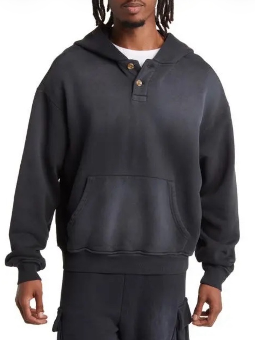 ELWOOD Organic Cotton Button Placket Hoodie XL Oversized